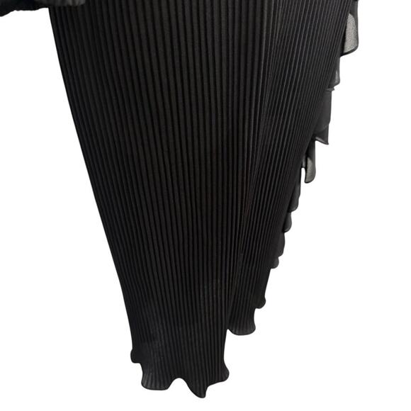 Lady Blair Pleated Ruffle Vintage USA Made Midi High Neck Sheer Chiffon Dress 14 - Picture 2 of 16